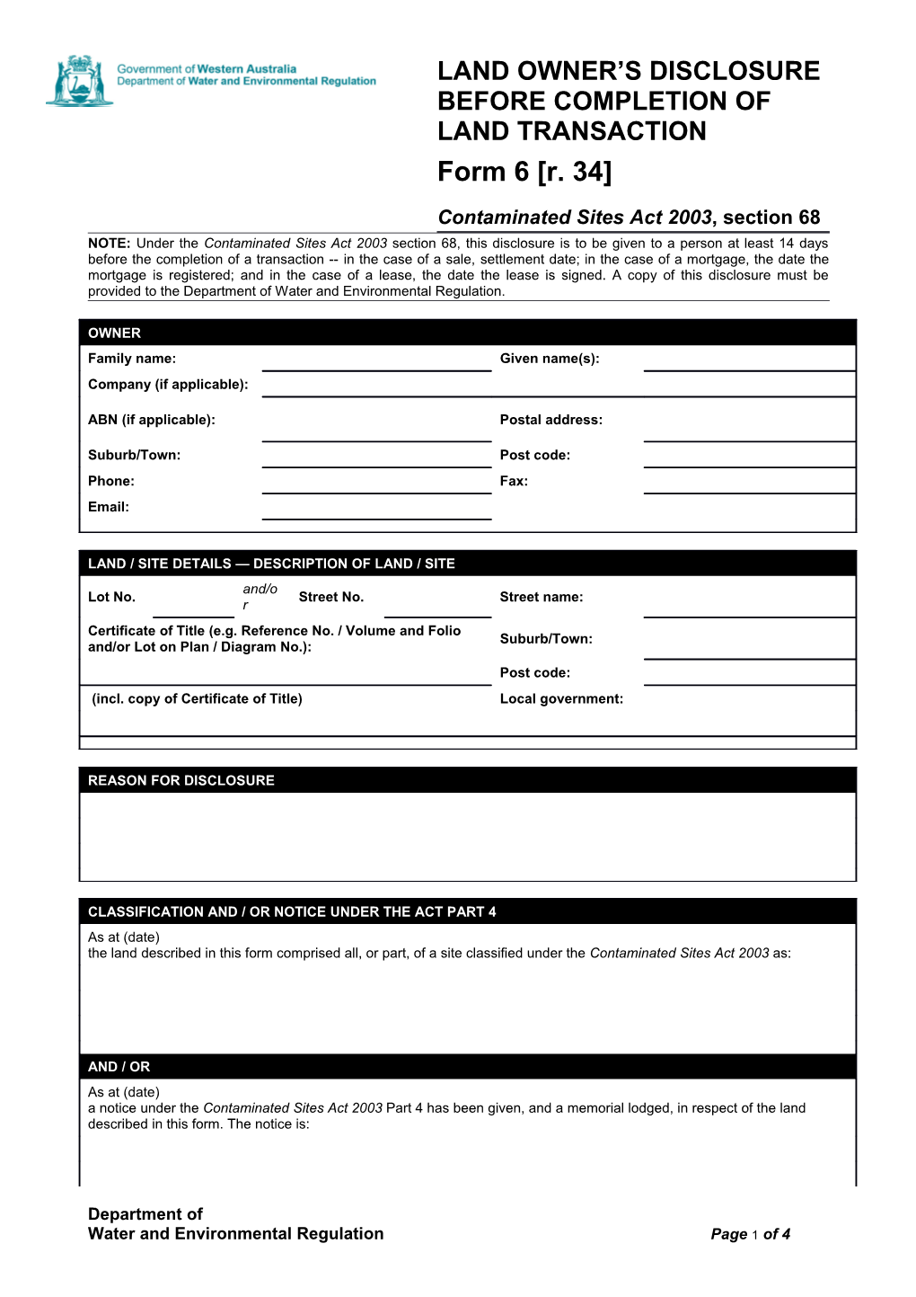 Contaminated Sites Act 2003, Section 68