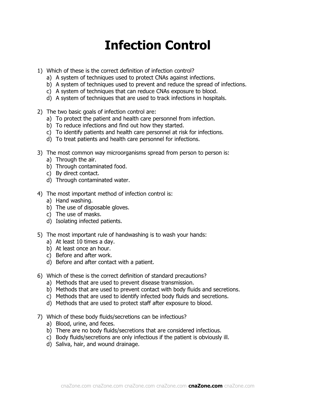 1)Which of These Is the Correct Definition of Infection Control?