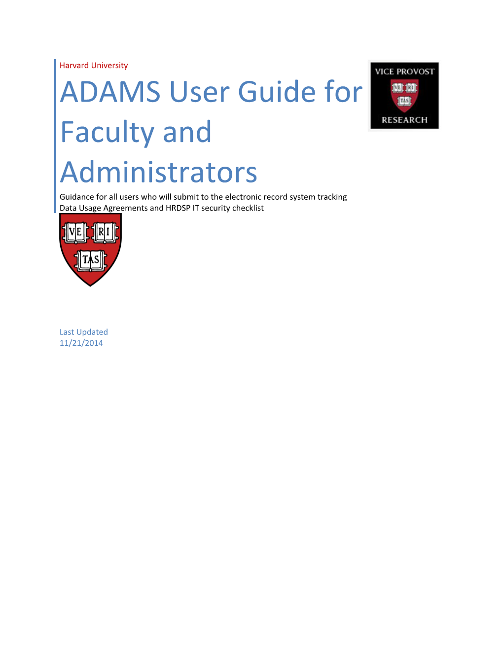 ADAMS User Guide for Faculty and Adminis