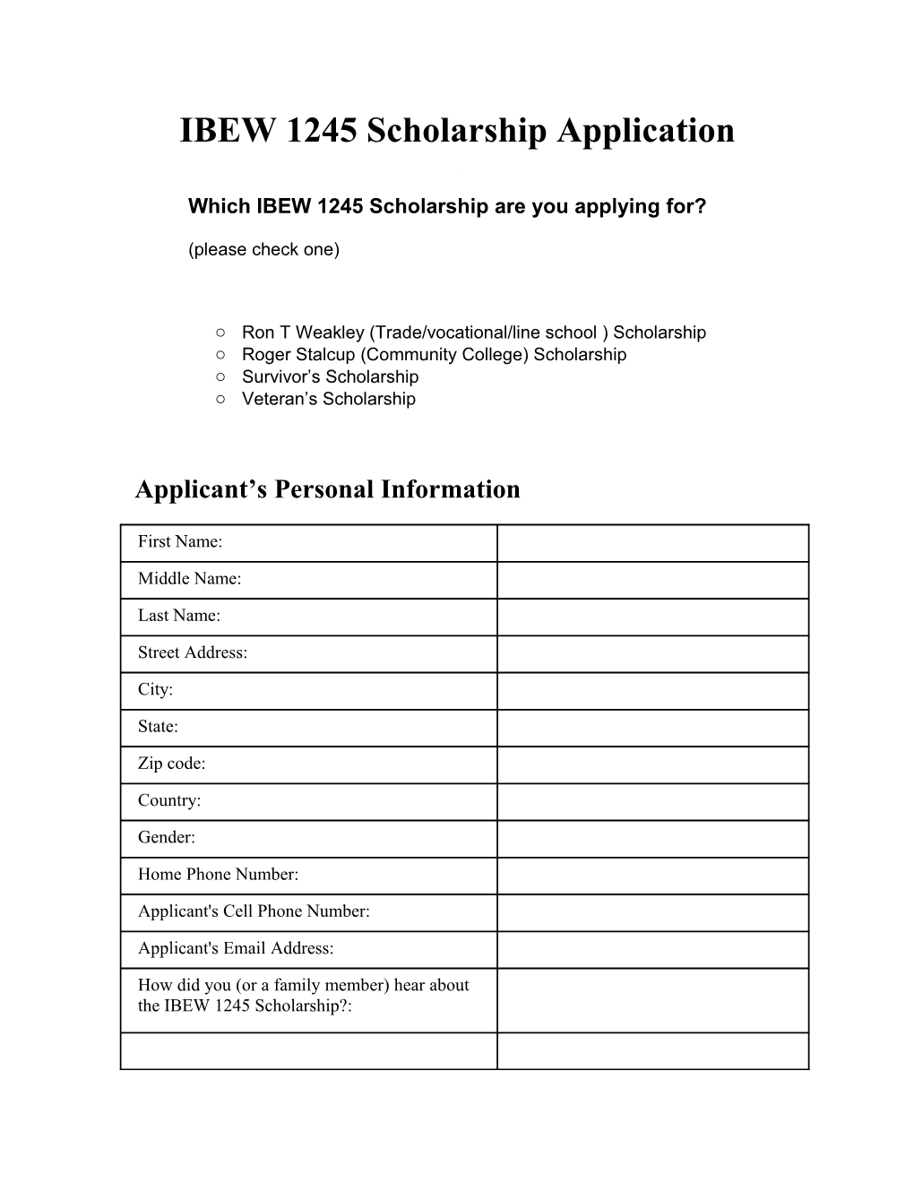 Which IBEW 1245 Scholarship Are You Applying For?