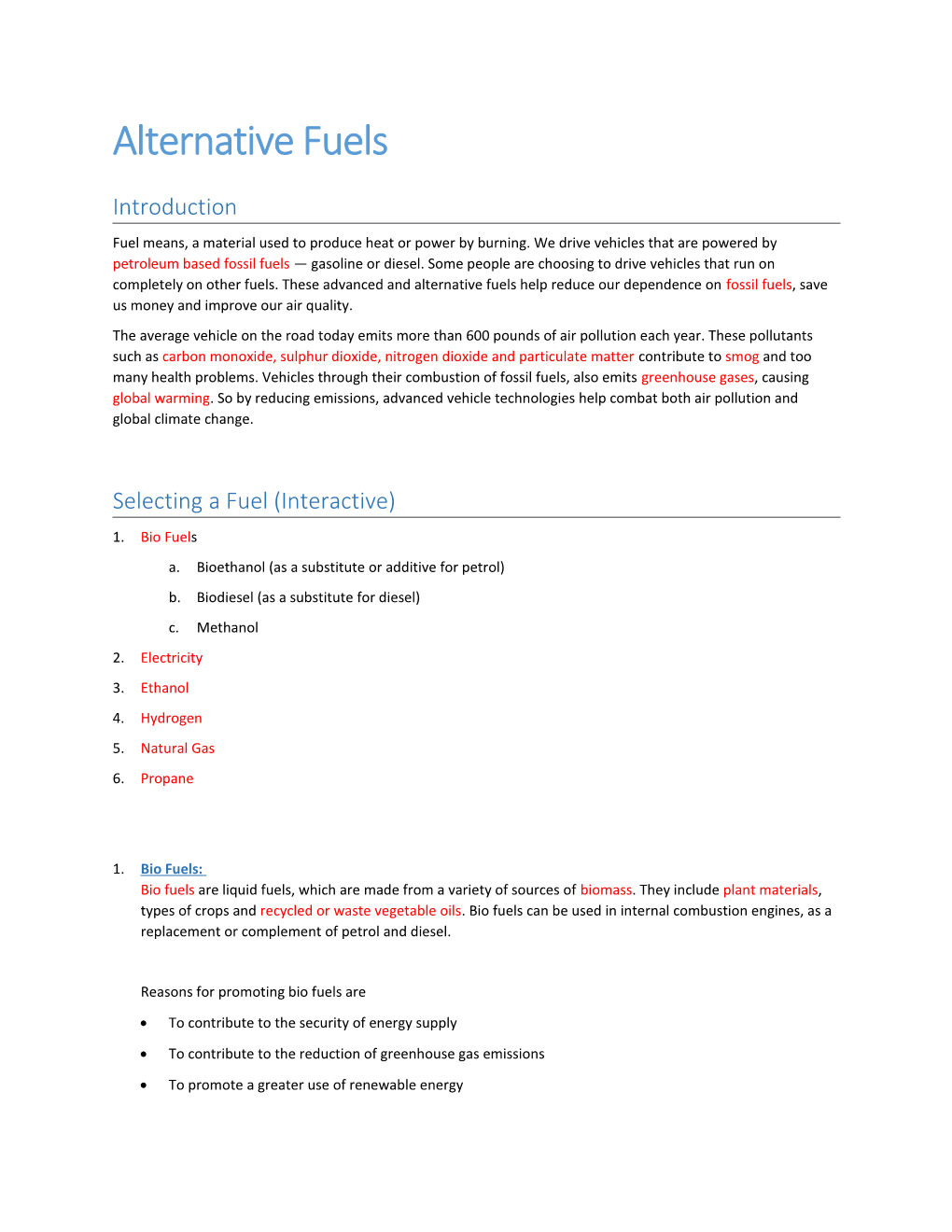 Alternative Fuels