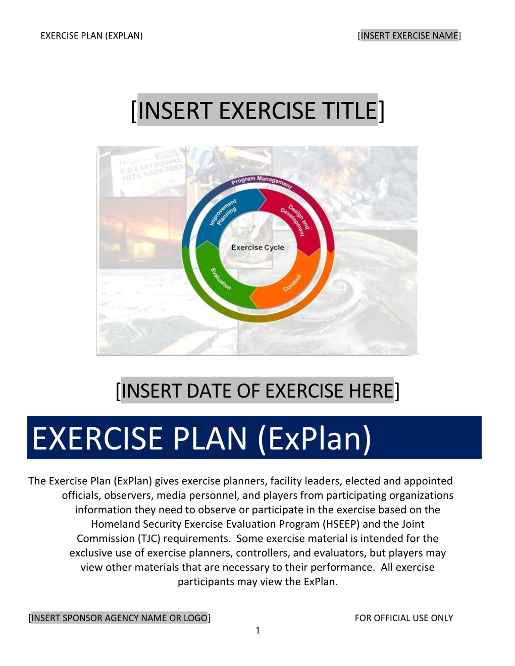 Exercise Plan (Explan) Insert Exercise Name