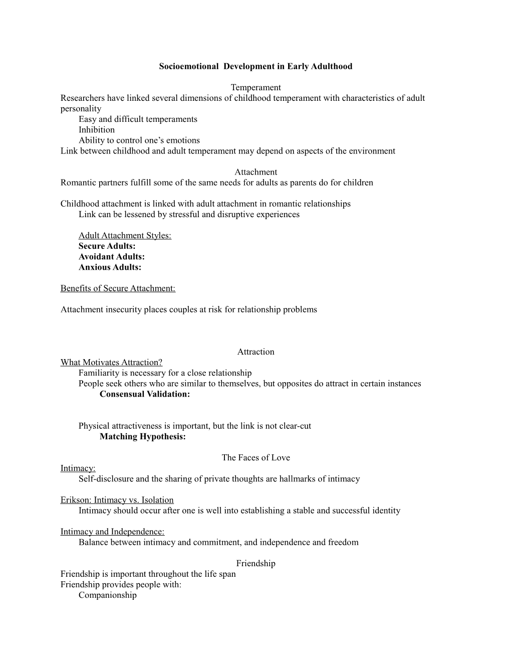 Socioemotional Development in Early Adulthood