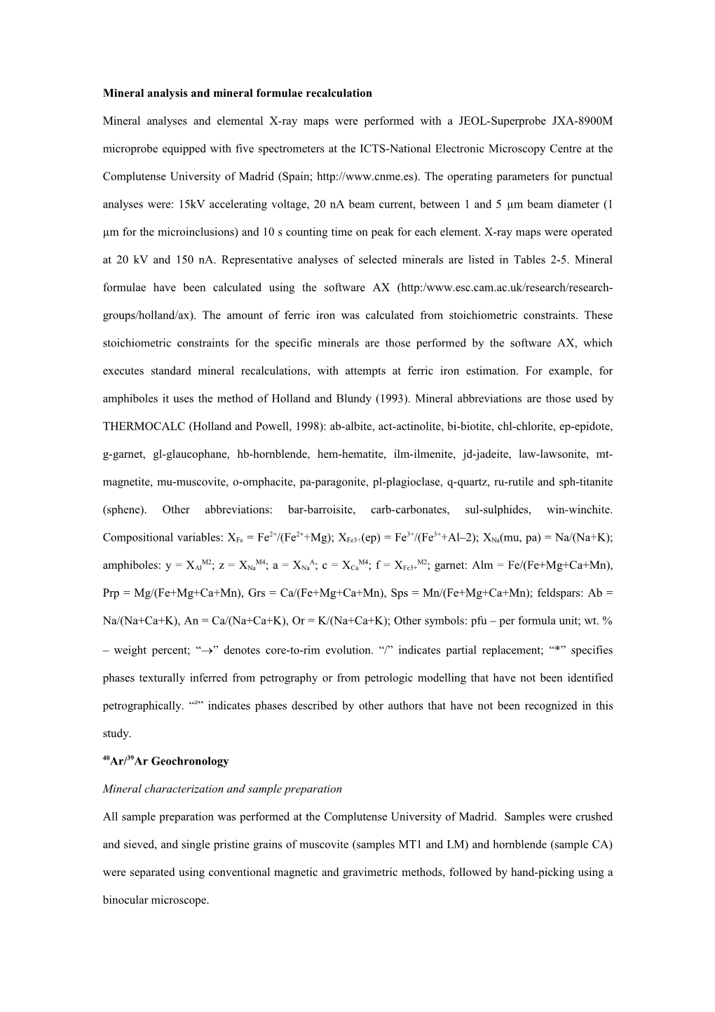 Mineral Analysis and Mineral Formulae Recalculation