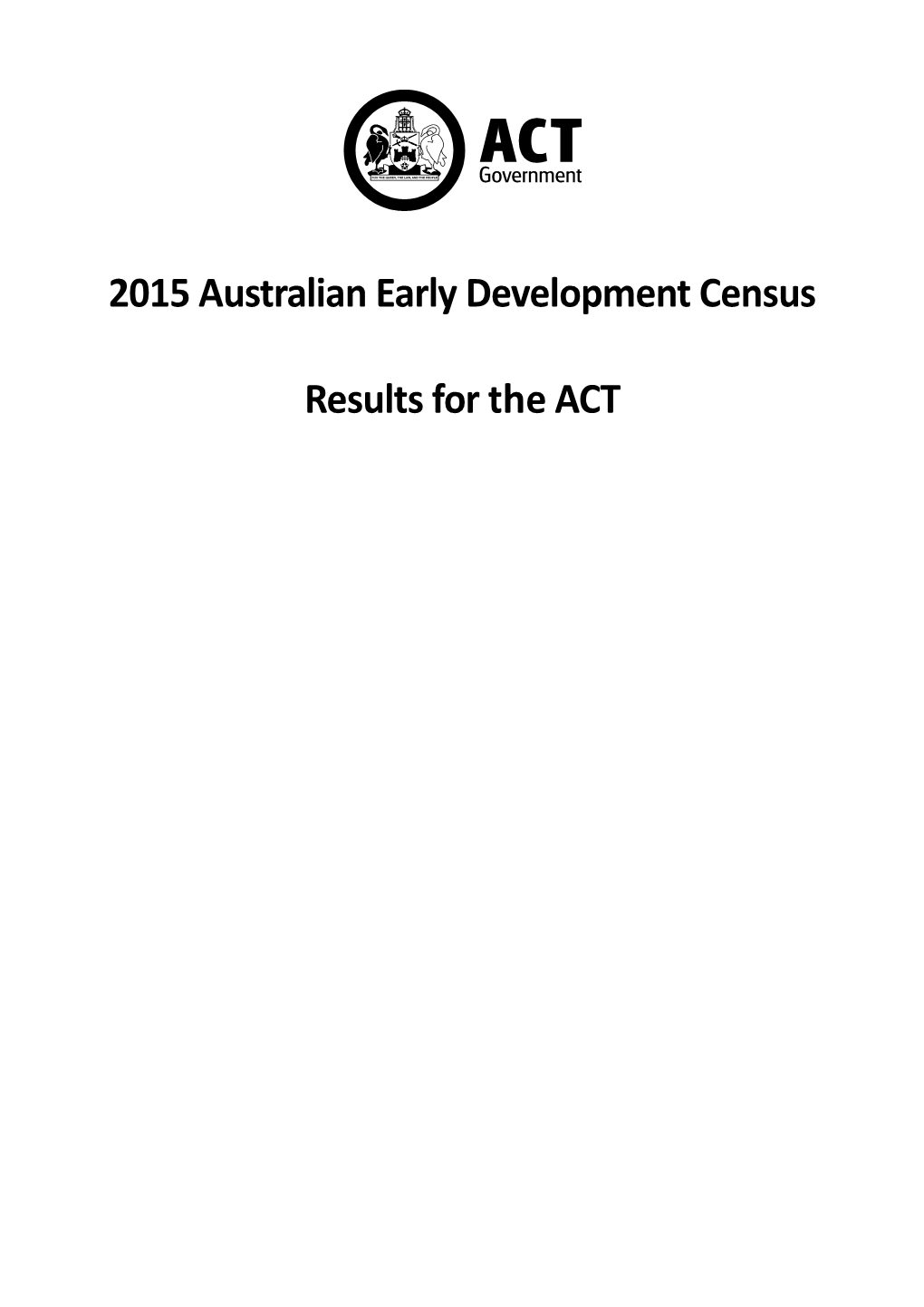 2015 Australian Early Development Census Results for the ACT