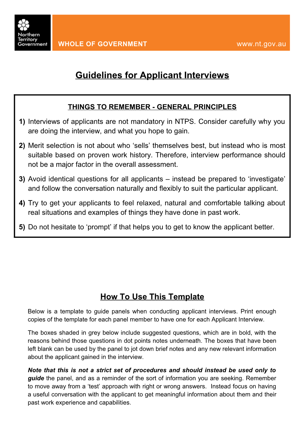 Applicant Interview Guideline