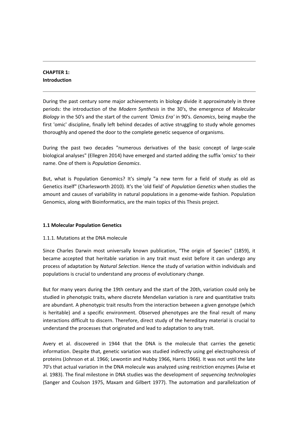 1.1Molecular Population Genetics