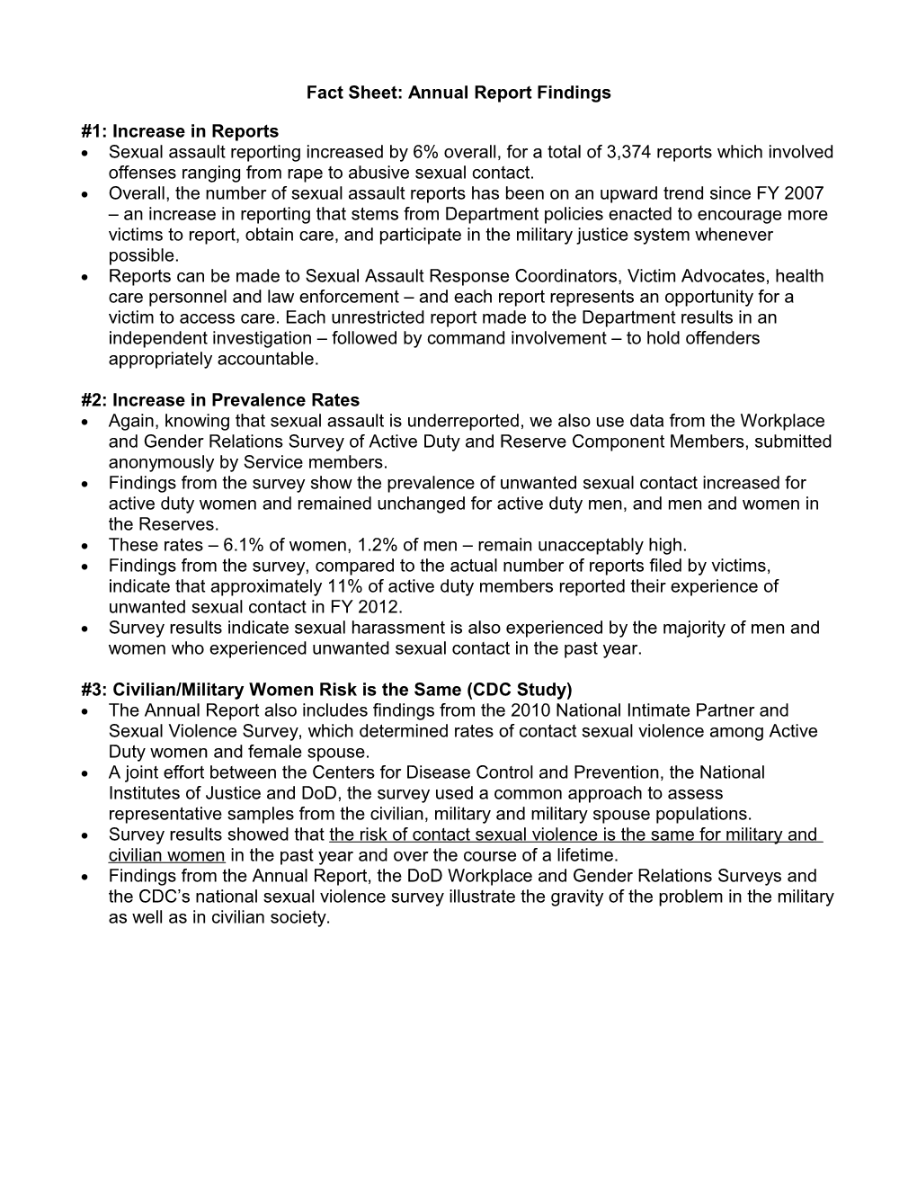 Fact Sheet: Annual Report Findings