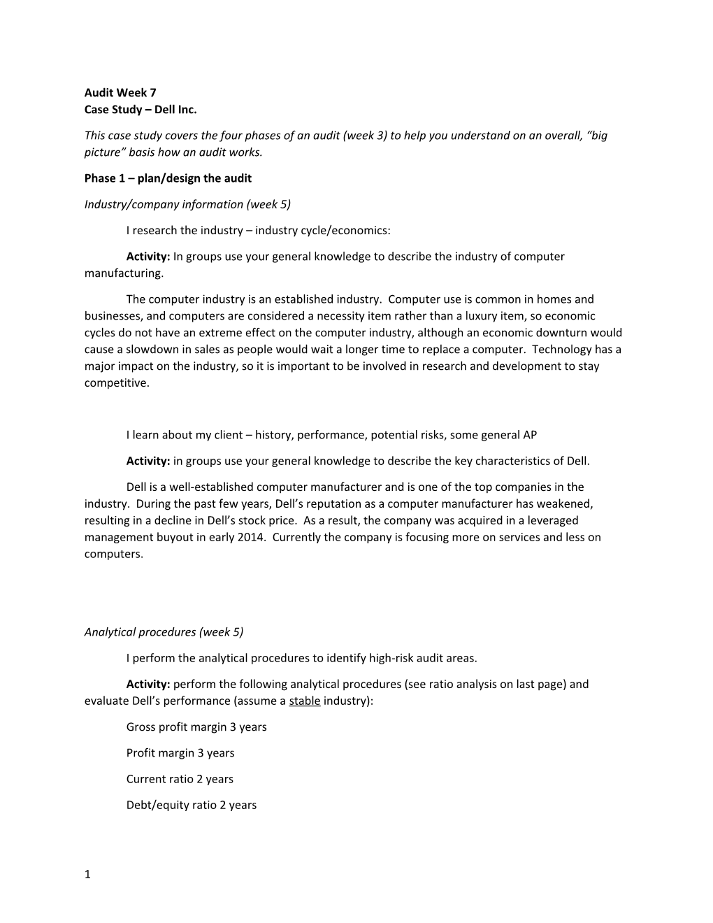 Phase 1 Plan/Design the Audit