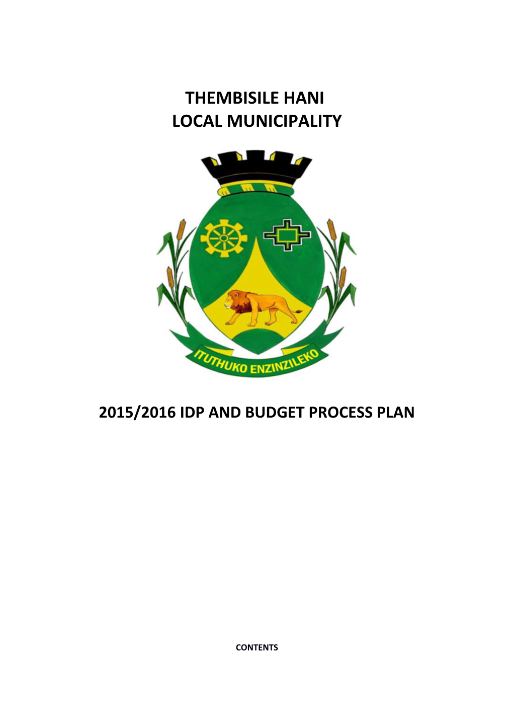 Thembisile Hani Local Municipality Process Plan for The2015