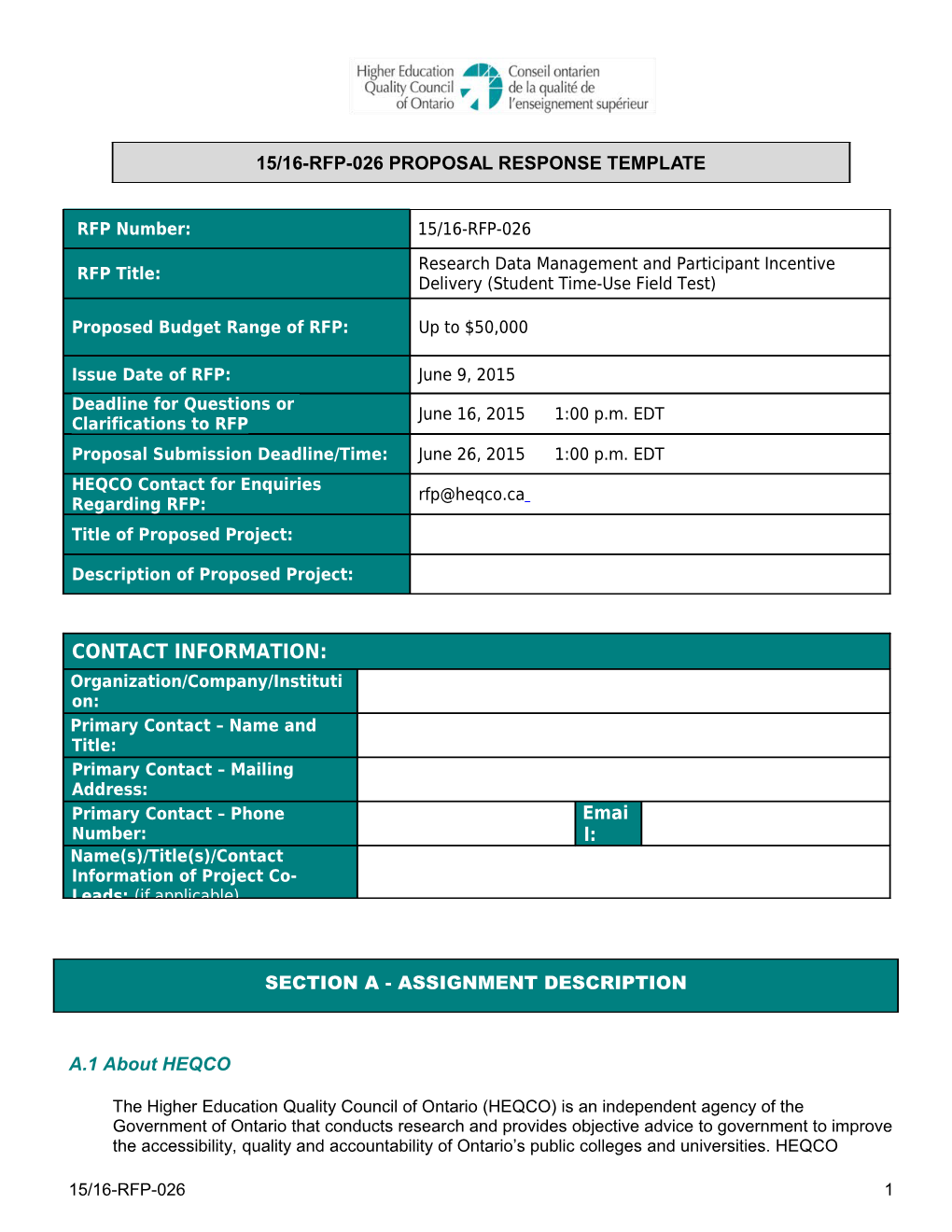 15-16-RFP-026 Data Management Time-Use