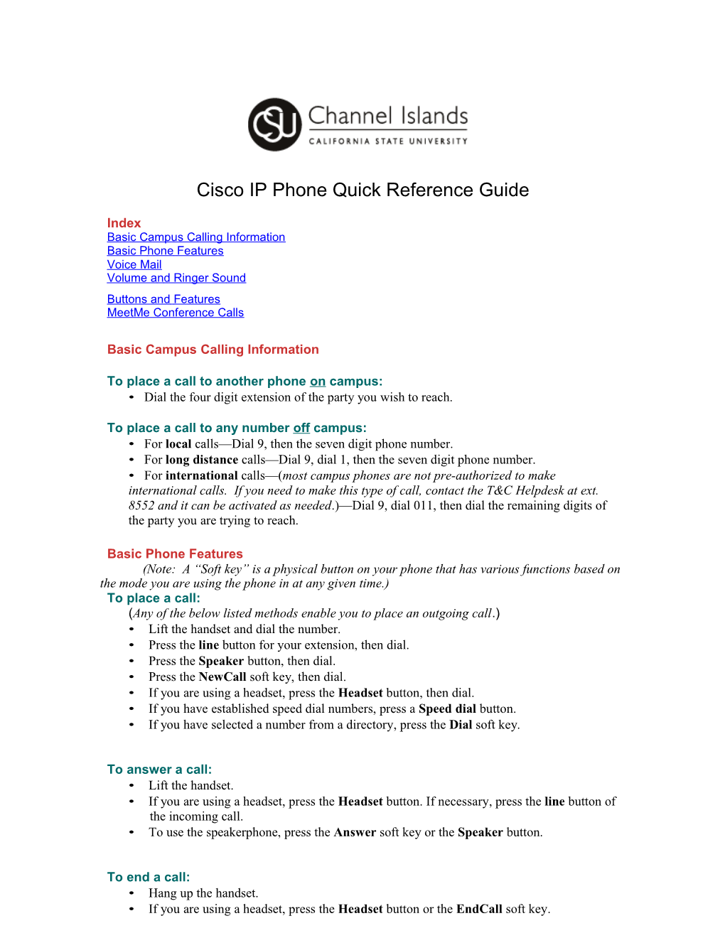 Cisco IP Phone Quick Reference Guide