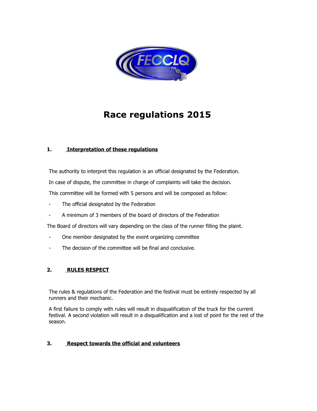 Race Regulations 2015