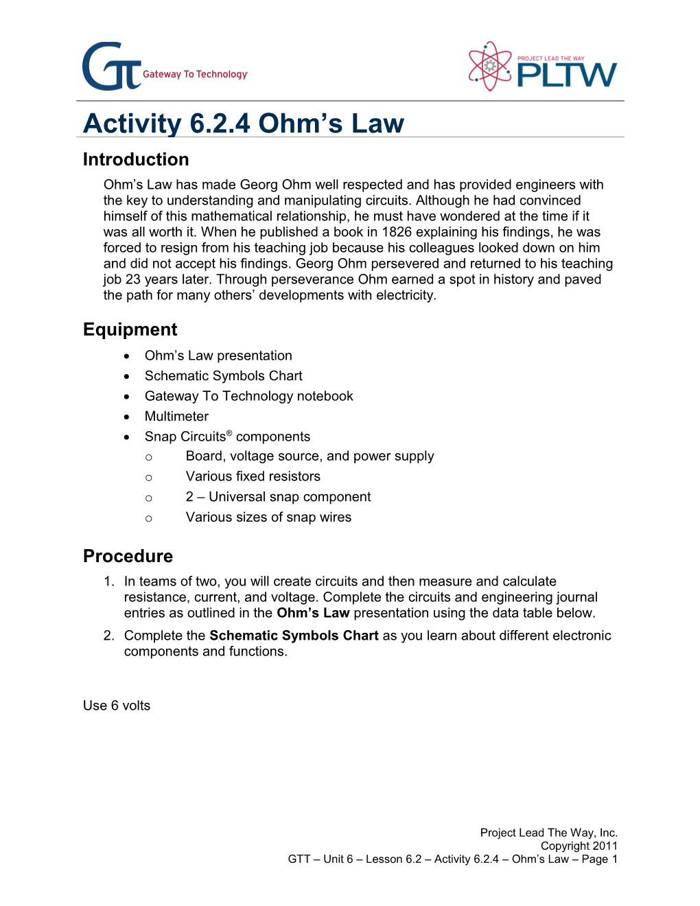 Activity 6.2.4 Ohm's Law