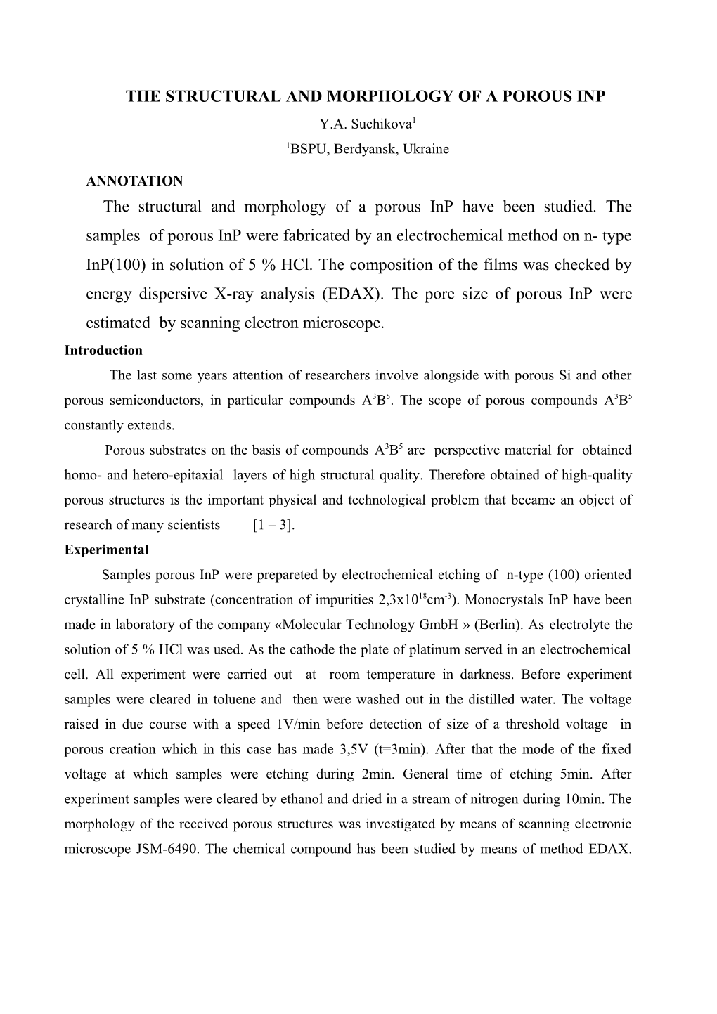 The Structural and Morphology of a Porous Inp