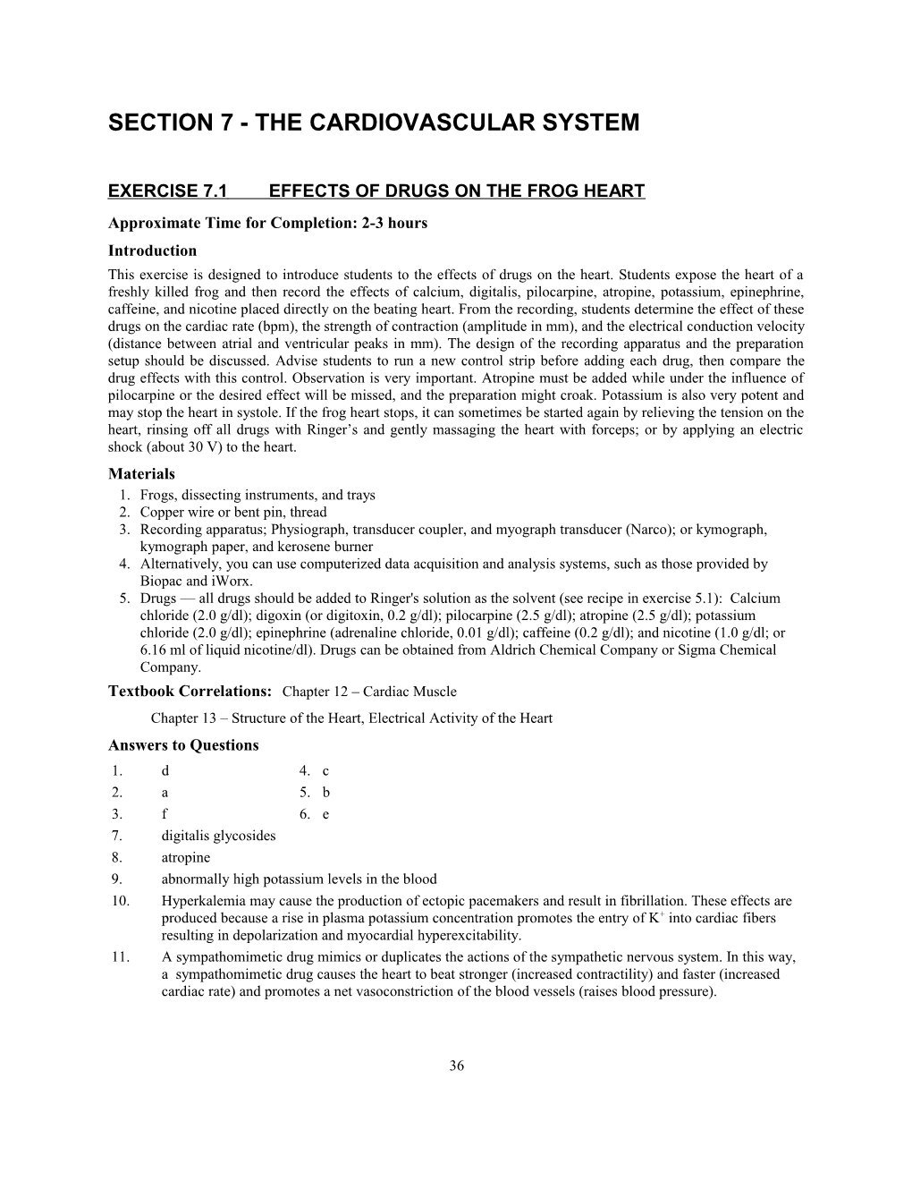 Section 7 - the Cardiovascular System