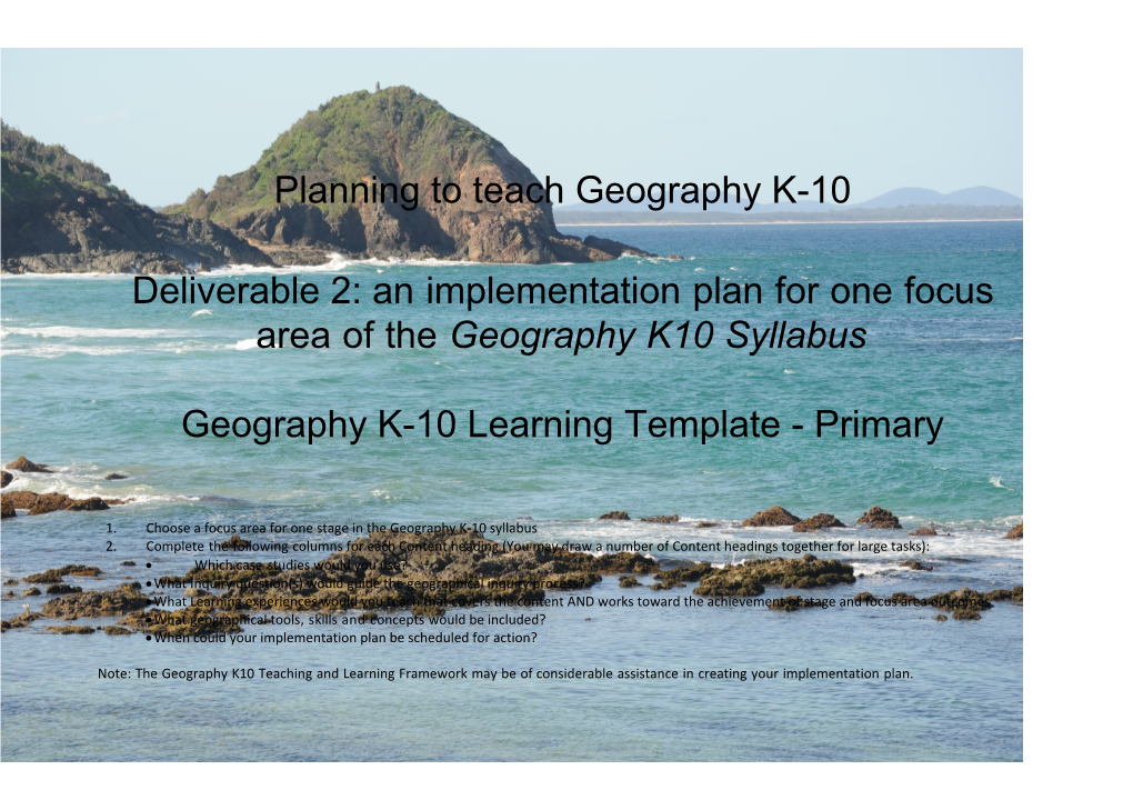Geography K-10 Learning Template - Primary