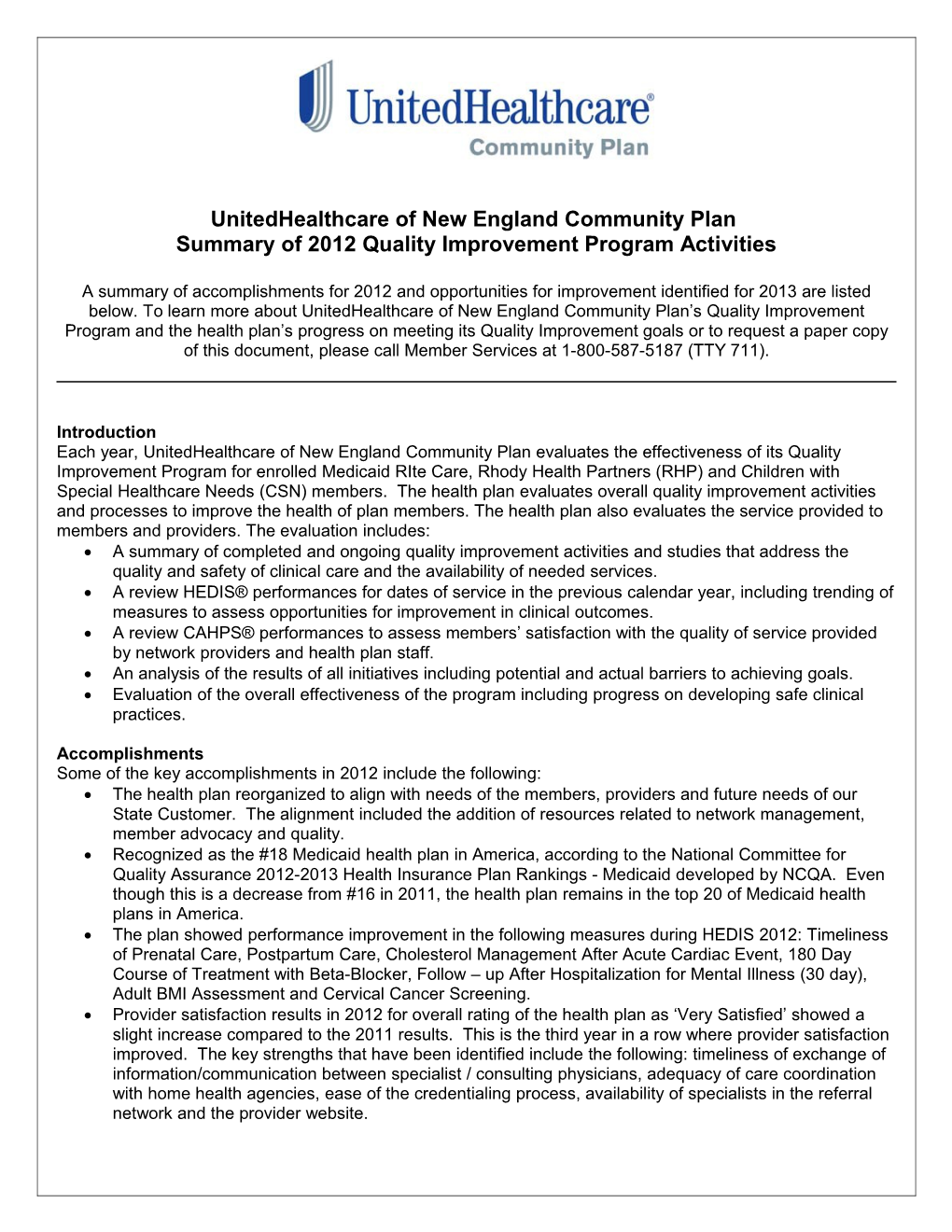 Unitedhealthcare of New England Community Plan