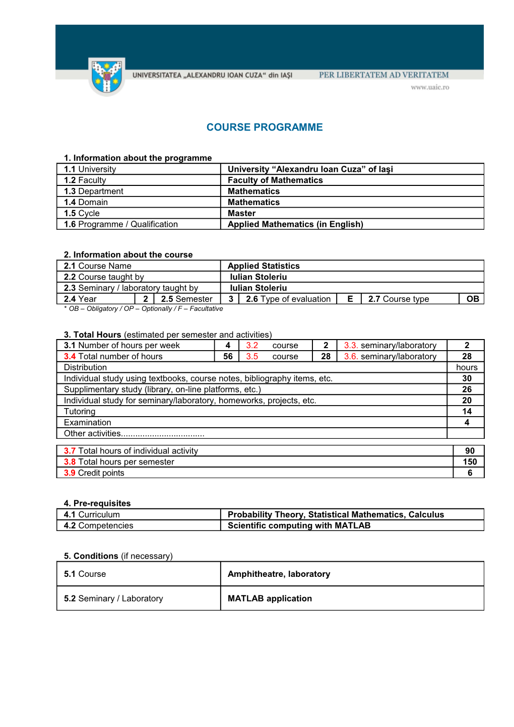 Course Programme