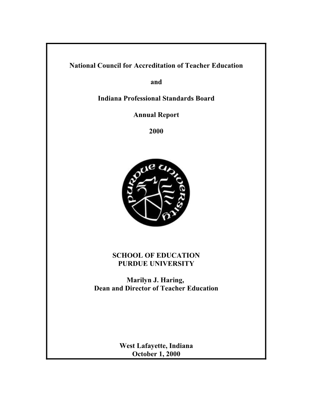 2000 Ncate / Ipsb Annual Report