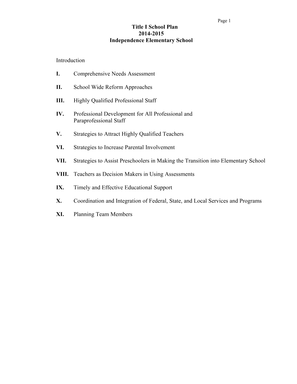 Title I School Plan