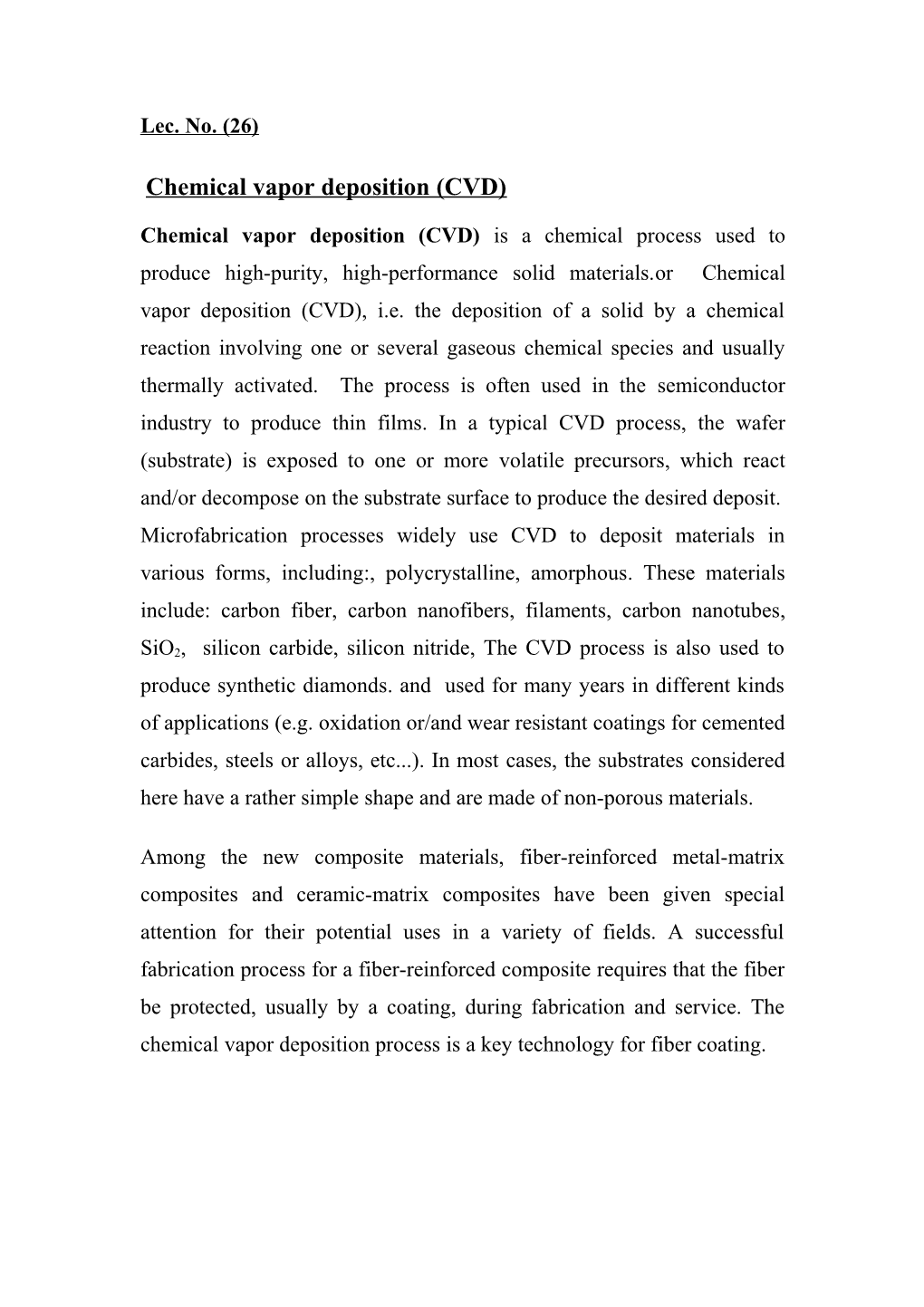 Chemical Vapor Deposition (CVD)