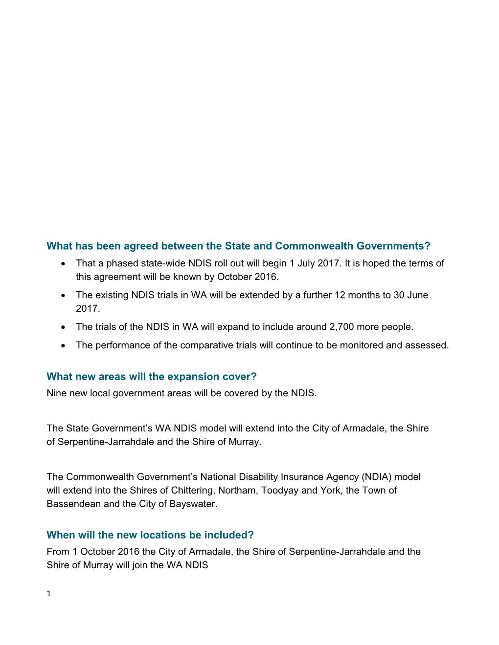 WA NDIS Extension and Expansion Faqs