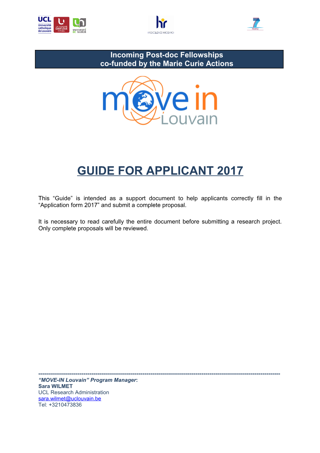 Guide for Applicant 2017
