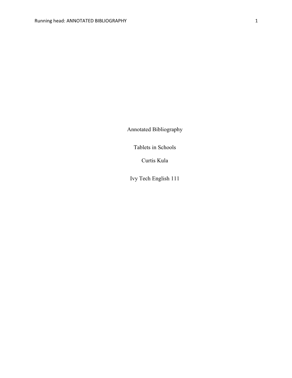 Annotated Bibliography 1