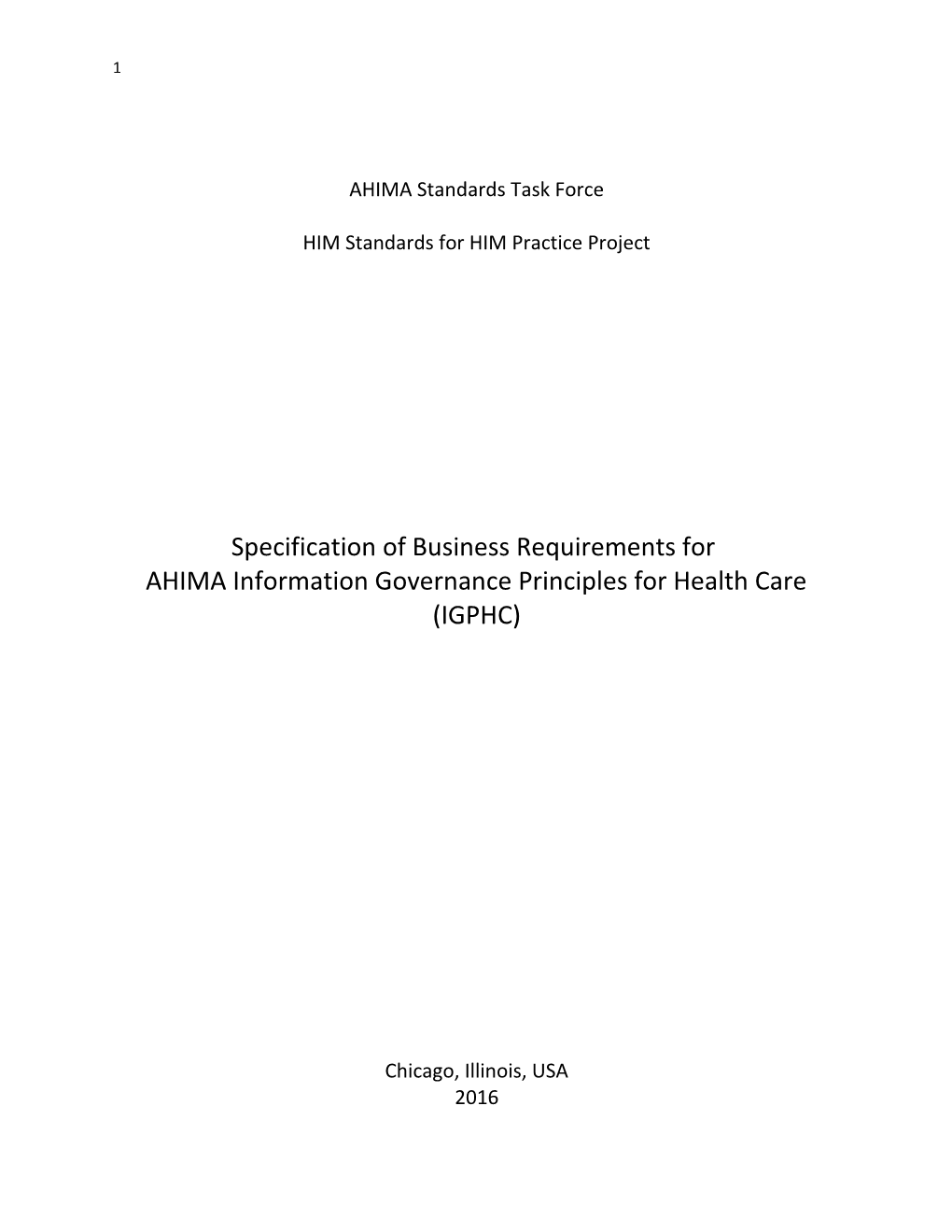 AHIMA Standards Task Force