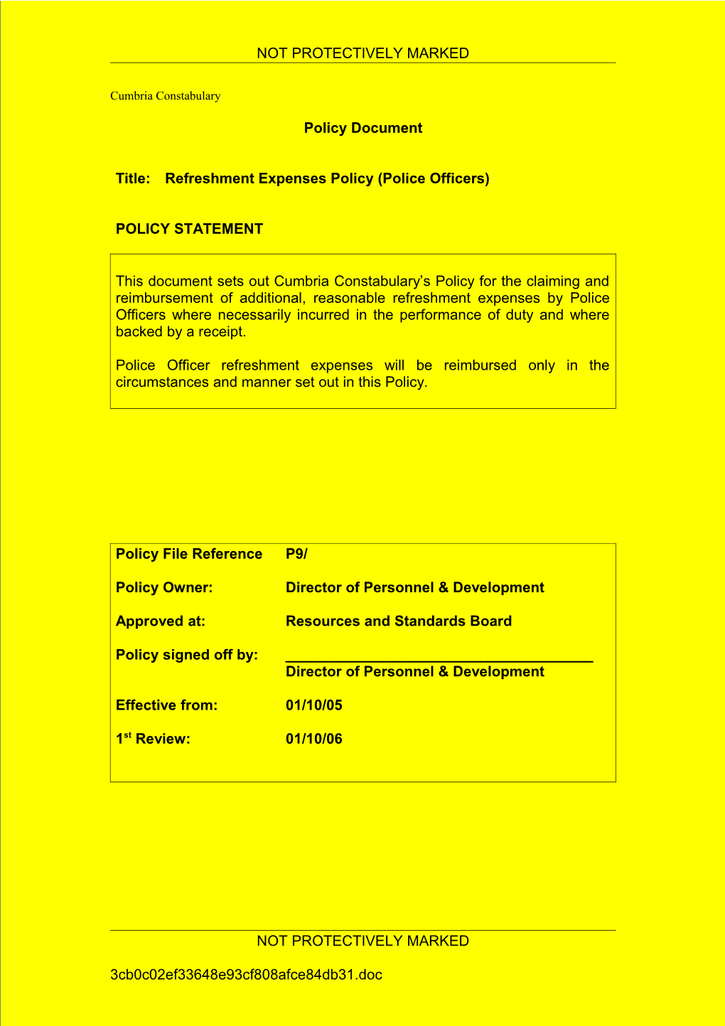 Refreshment Expenses Policy for Police Officers