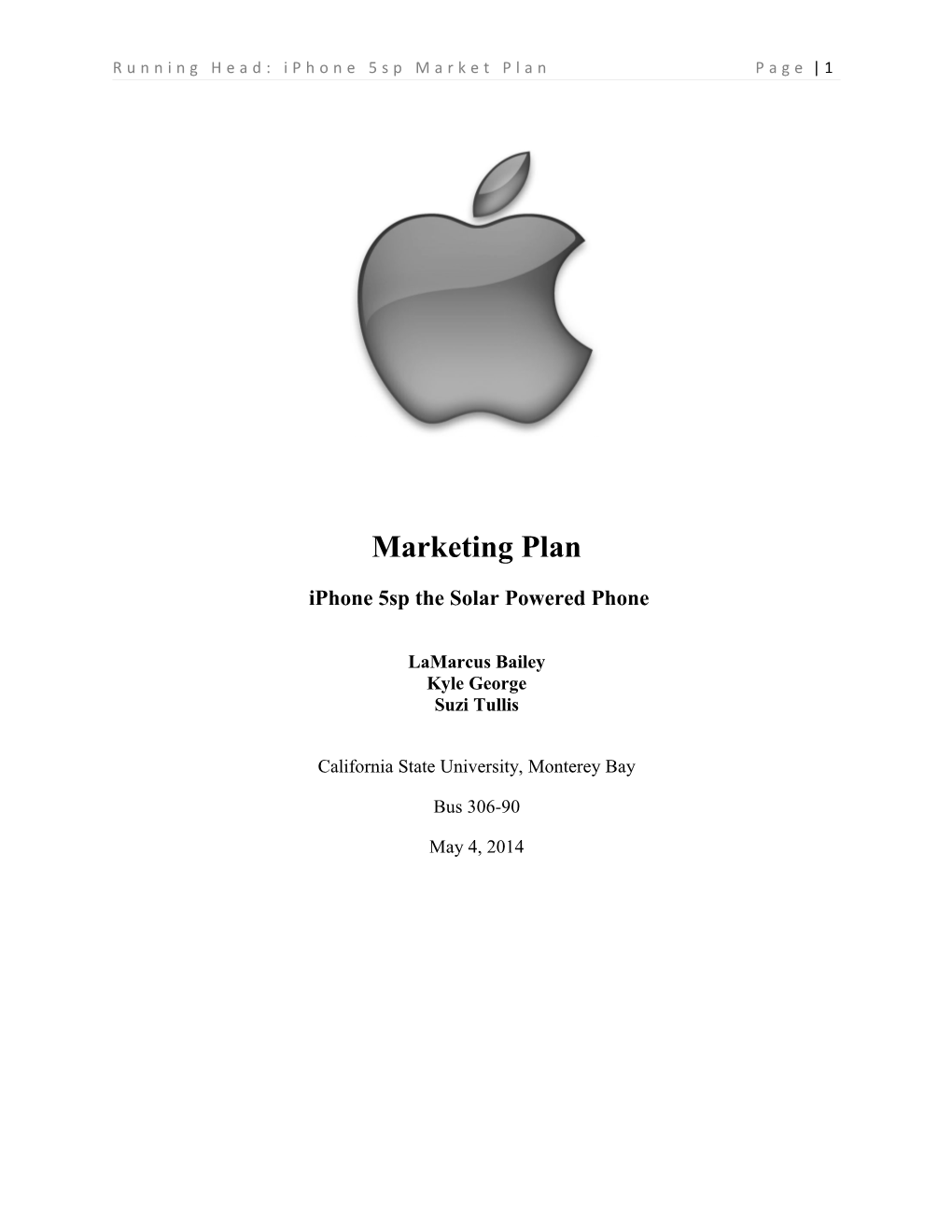 Running Head: Iphone 5Sp Market Plan