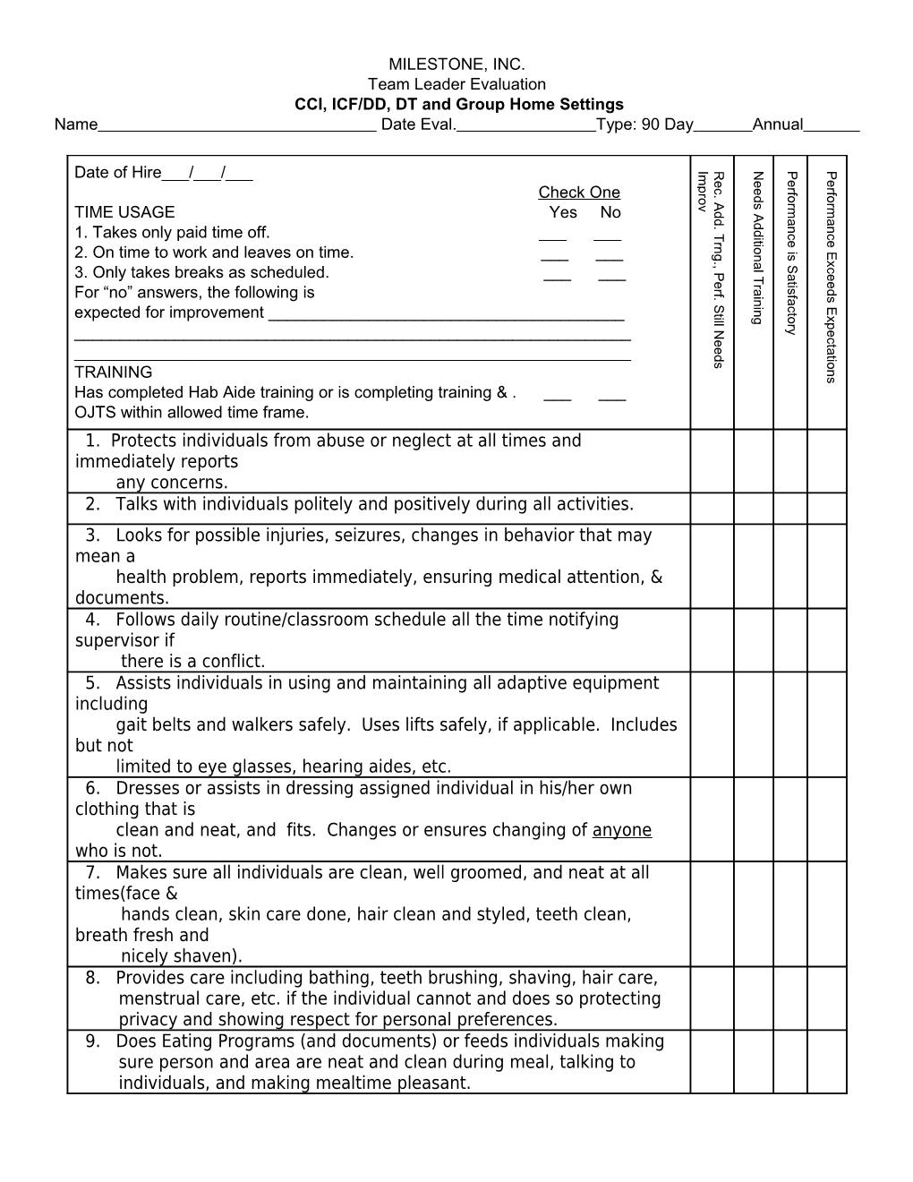 CCI, ICF/DD, DT and Group Home Settings