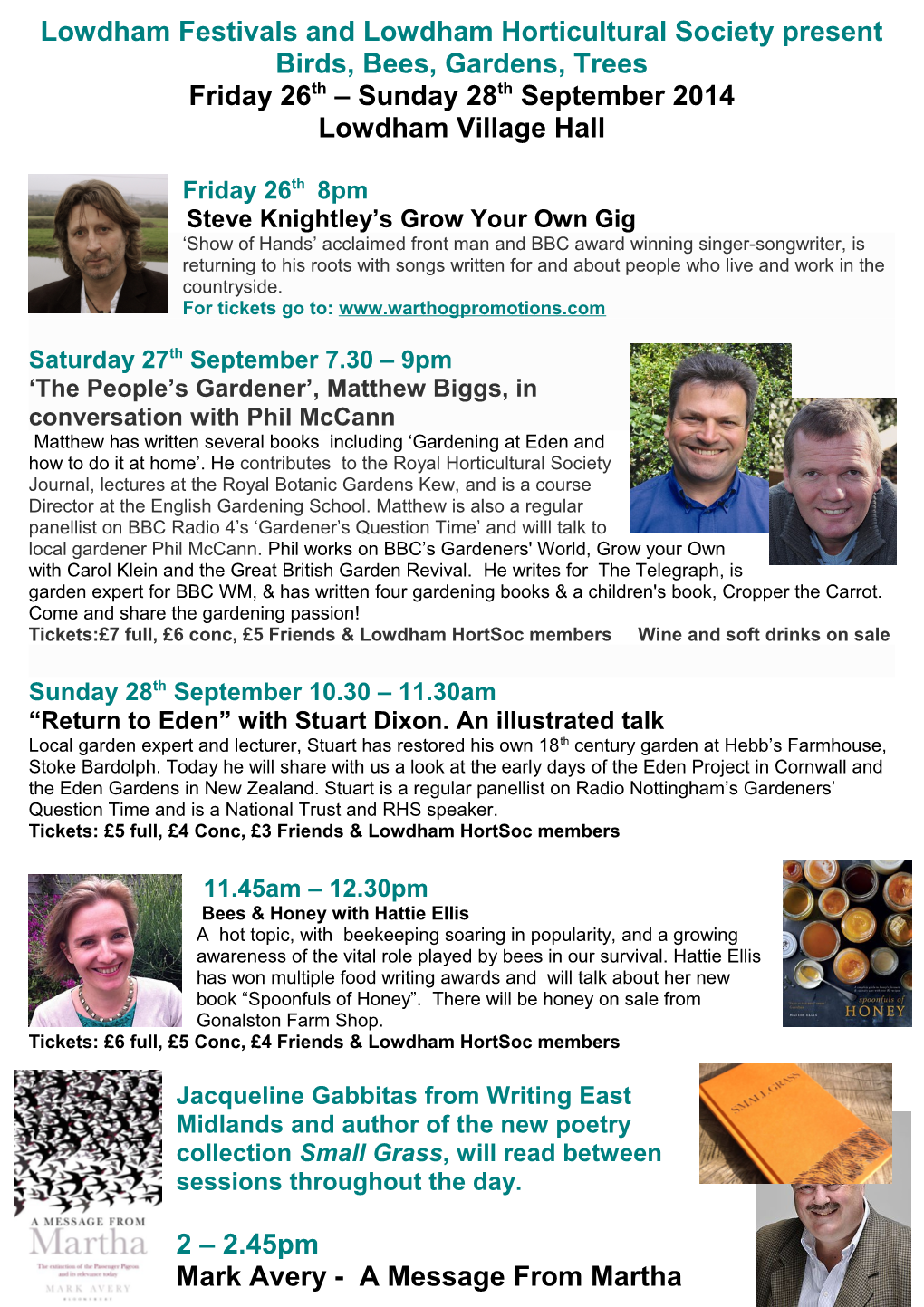 Lowdham Festivals and Lowdham Horticultural Society Presents