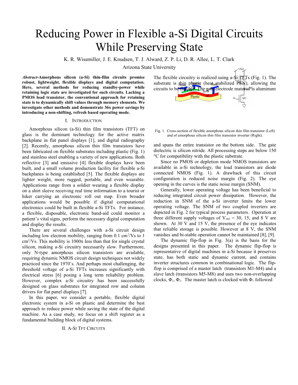 Lowest Power Method to Power Down and Preserve State in A-Si TFT