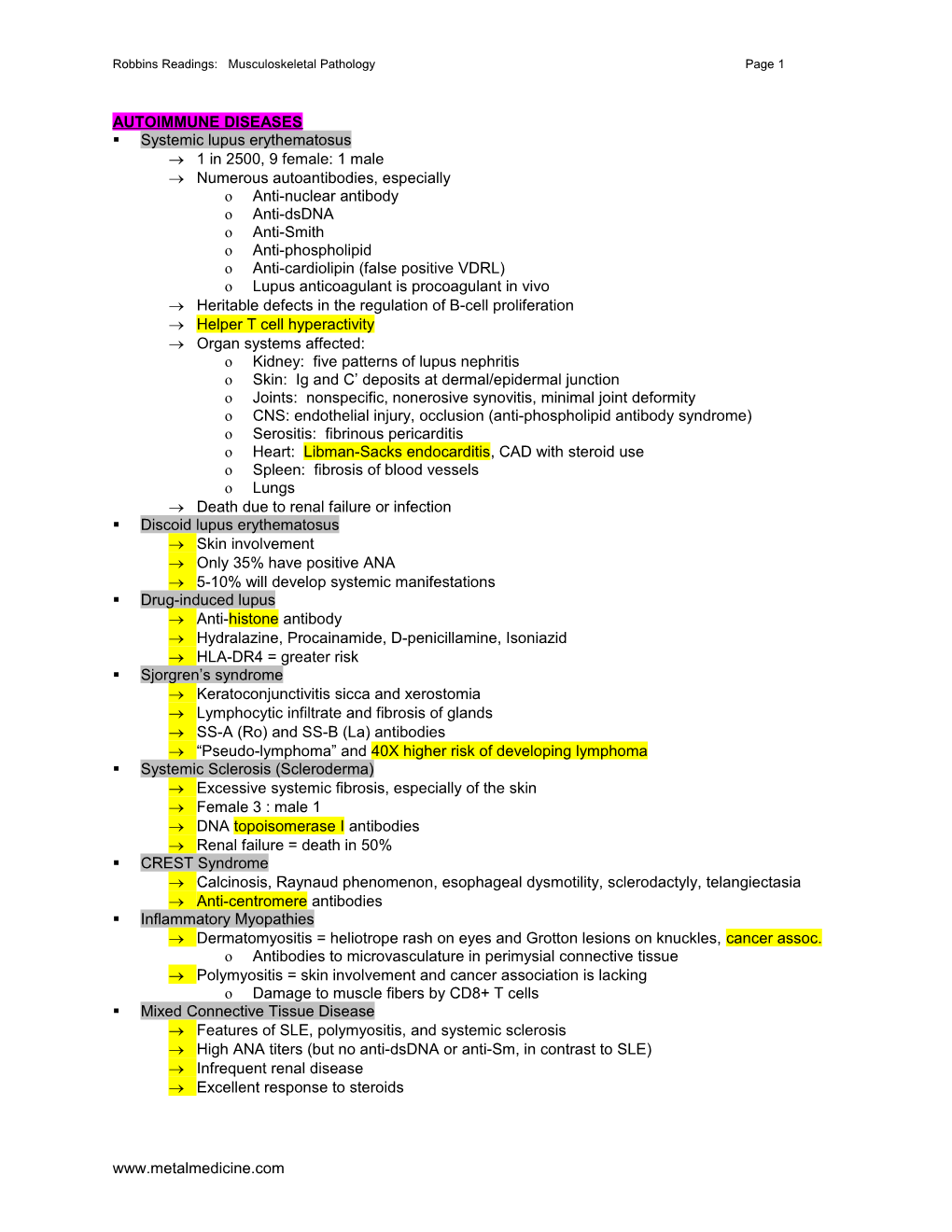 Robbins Readings: Musculoskeletal Pathologypage 1