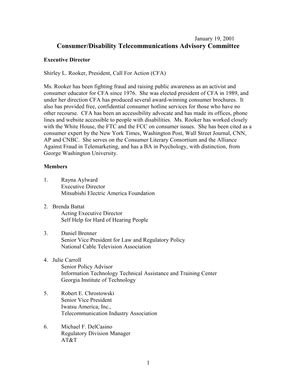 Consumer/Disability Telecommunications Advisory Committee