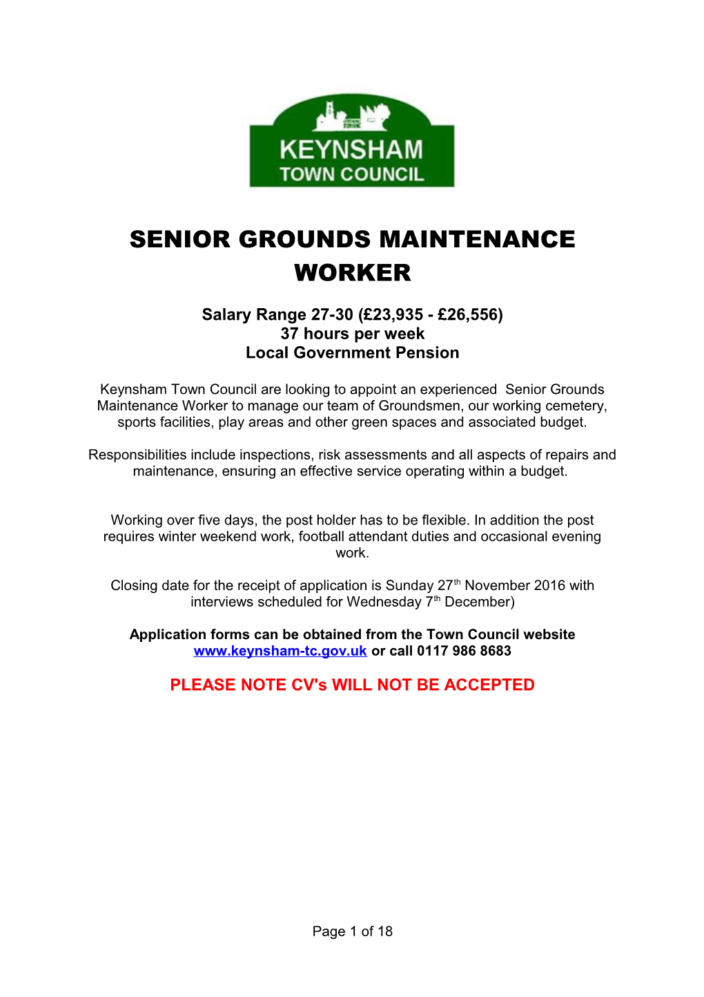 Senior Grounds Maintenance Worker