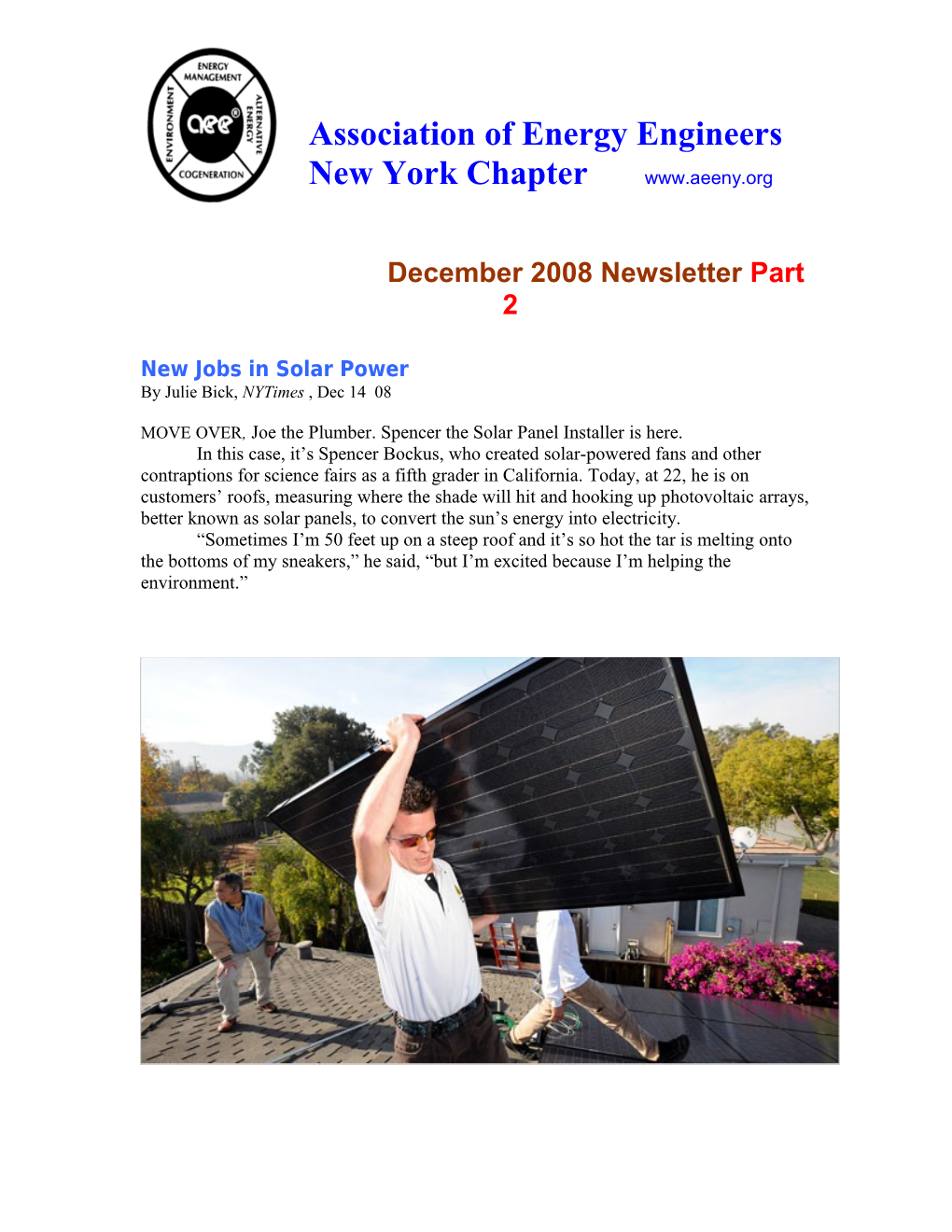 New Jobs in Solar Power