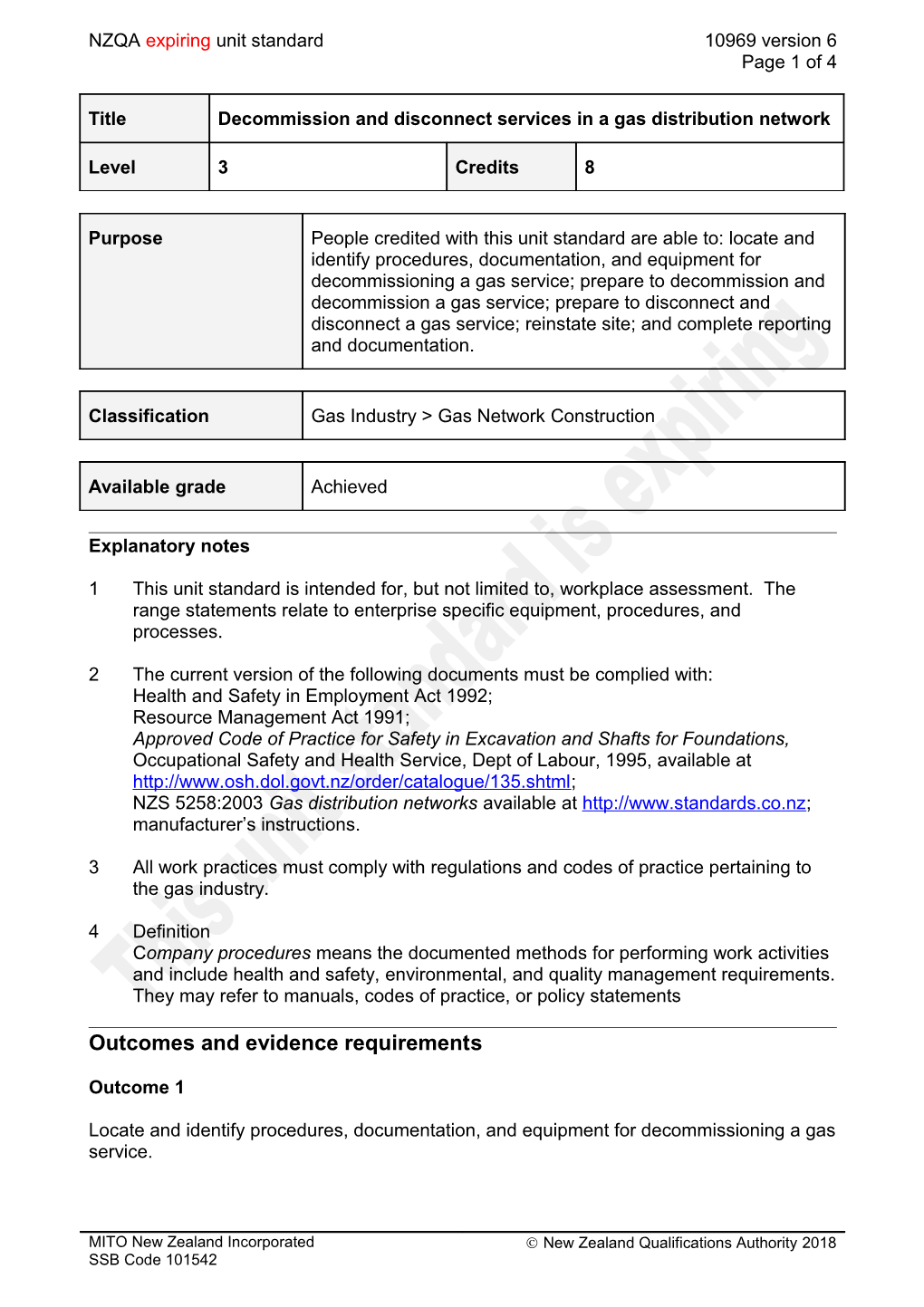 10969 Decommission and Disconnect Services in a Gas Distribution Network