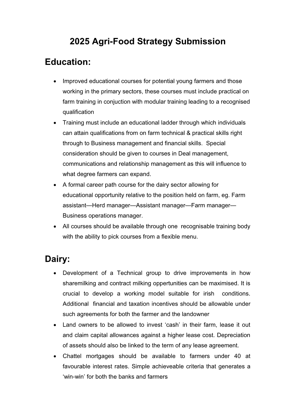 2025 Agri-Food Strategy Submission