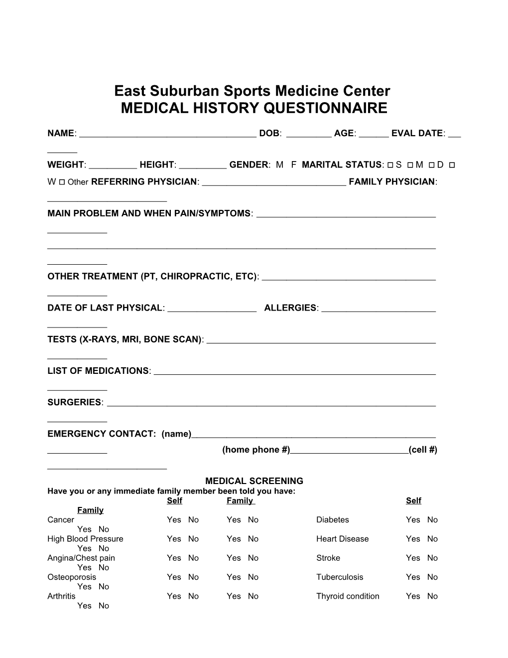 East Suburban Sports Medicine Center