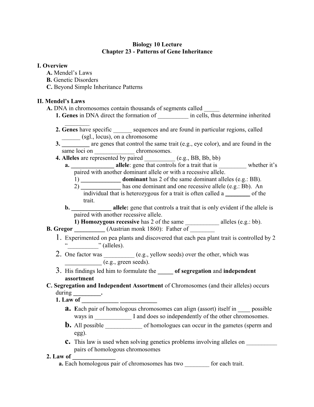 Chapter 23 - Patterns of Gene Inheritance