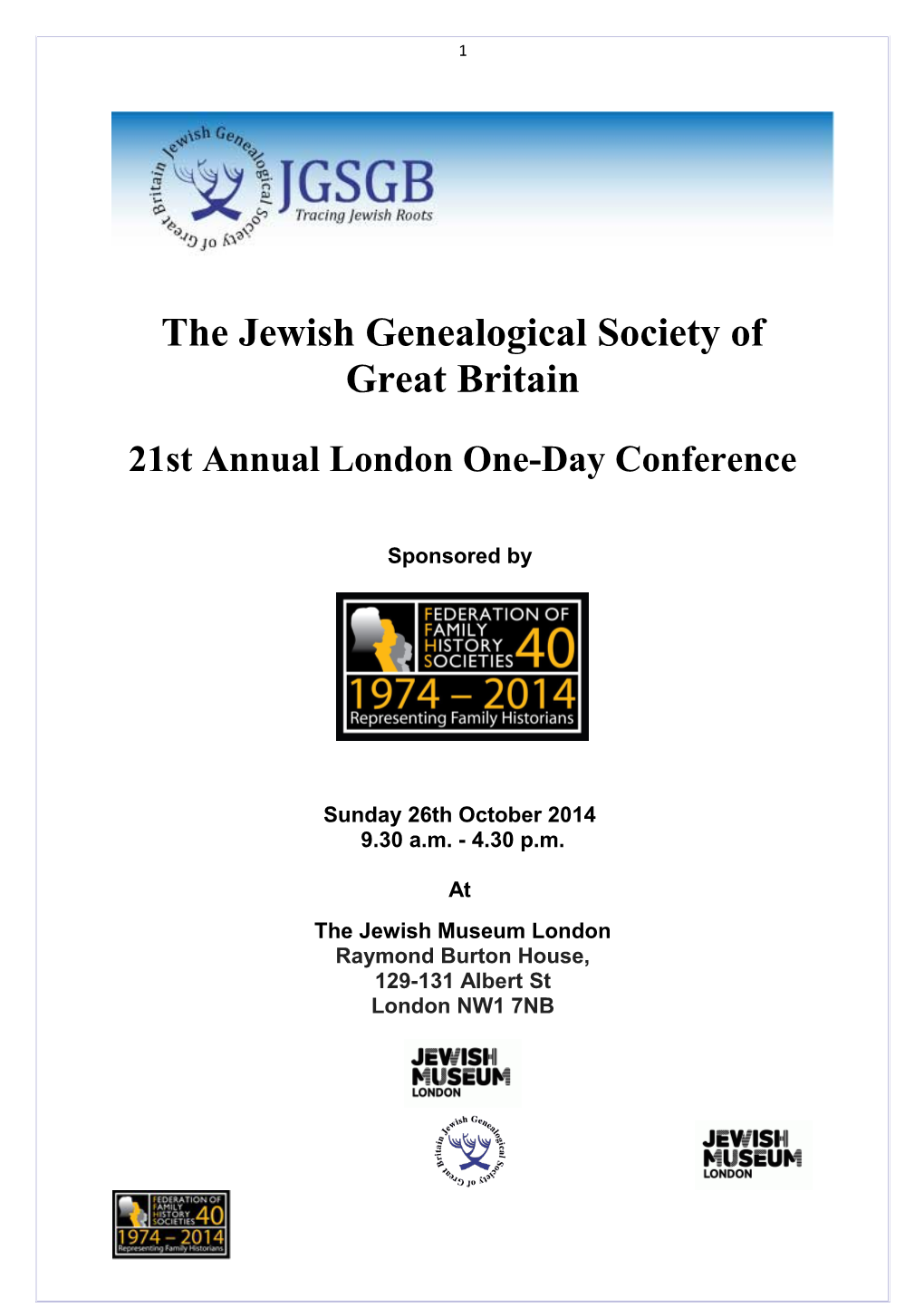 The Jewish Genealogical Society of Great Britain