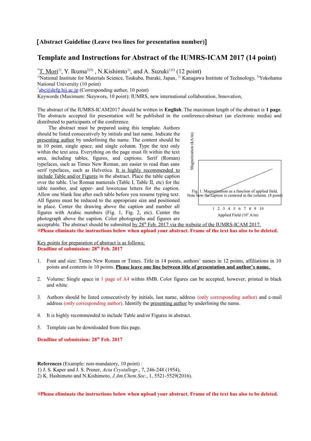 Abstract Guideline (Leave Two Lines for Presentation Number)