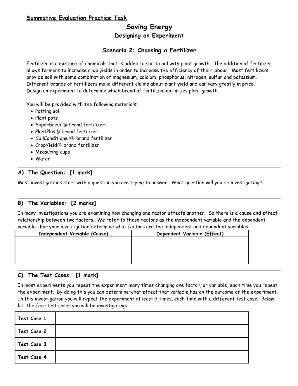 Summative Evaluation Practice Task