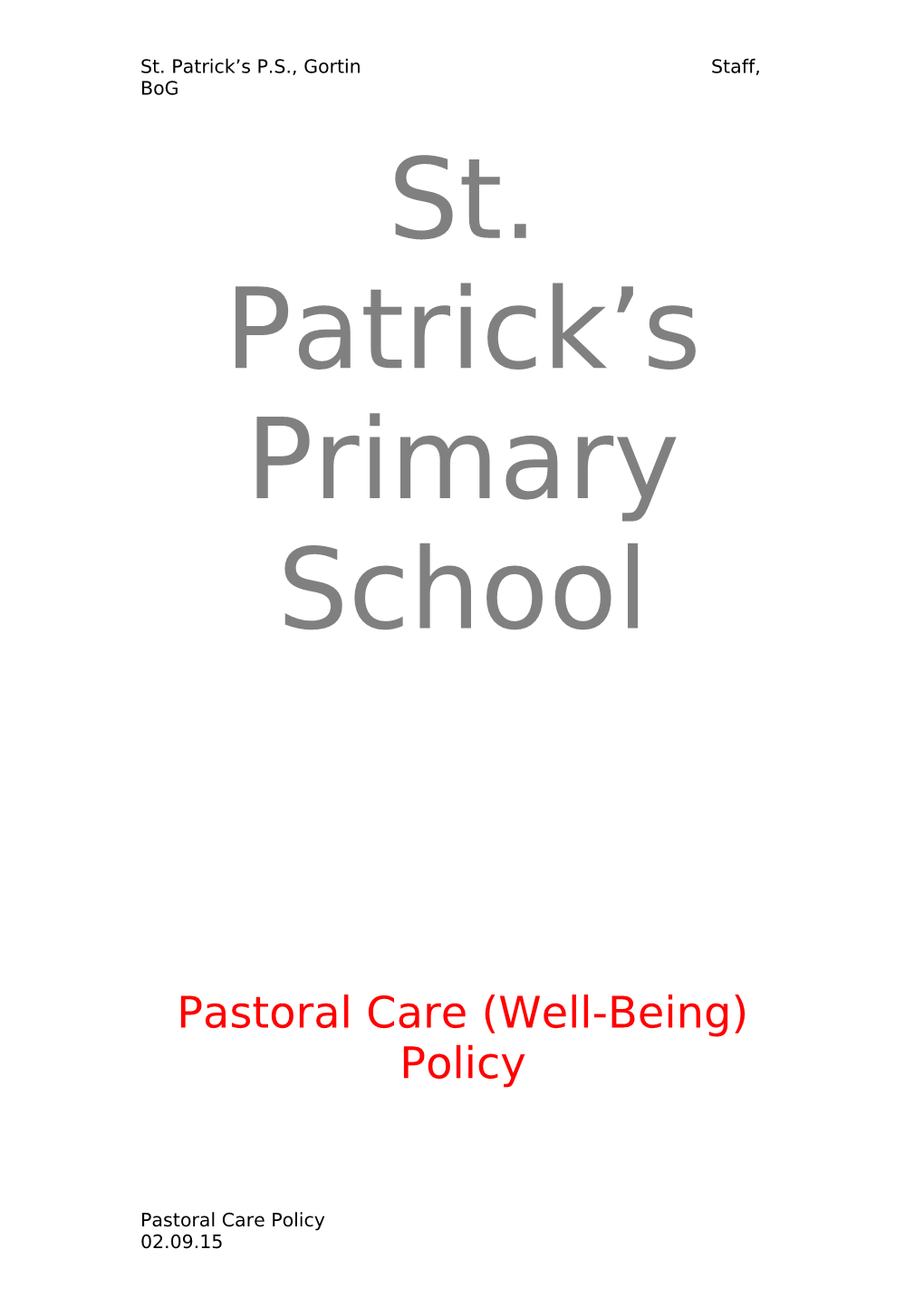 Pastoral Care Policy