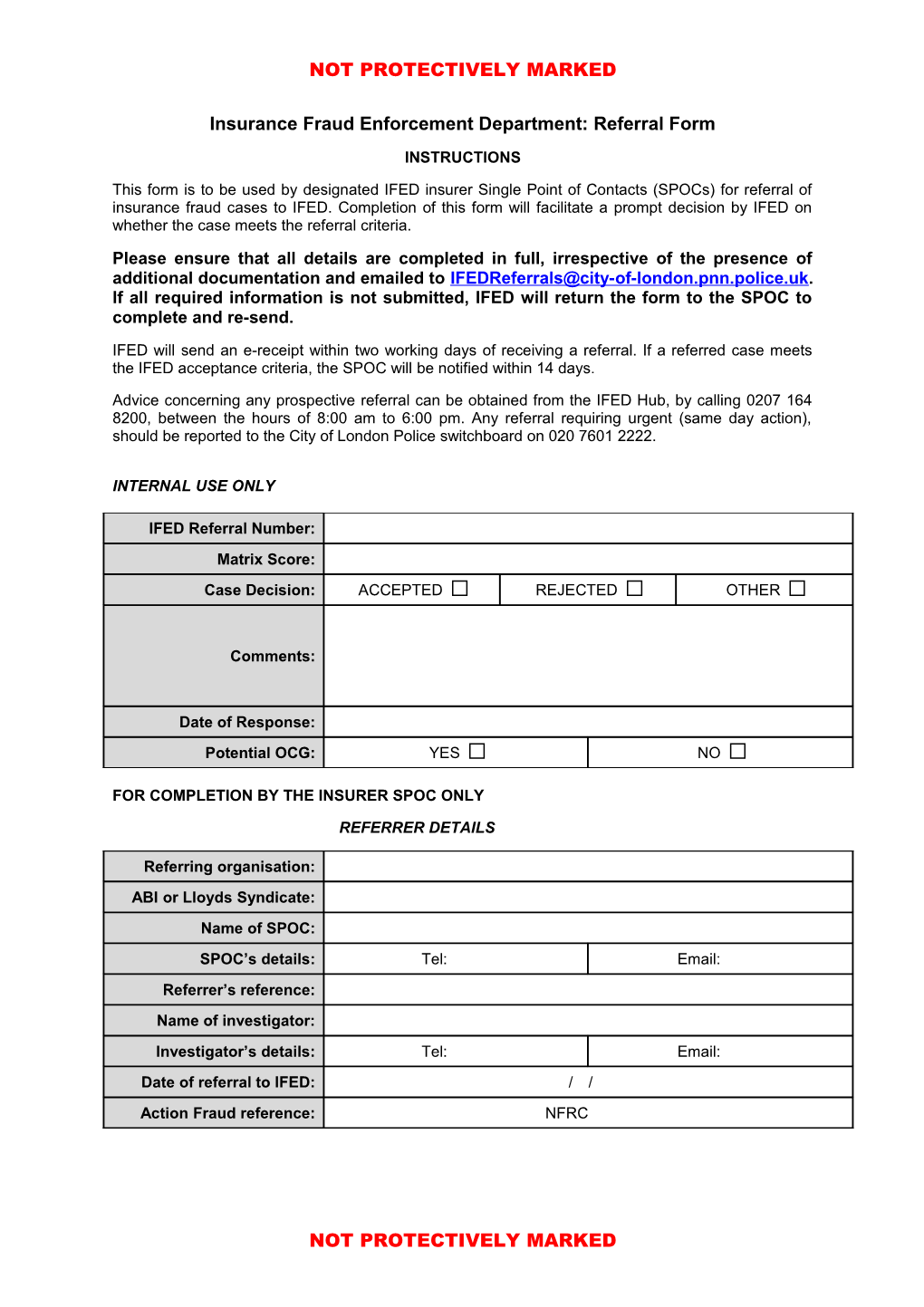 Insurance Fraud Enforcement Department: Referral Form