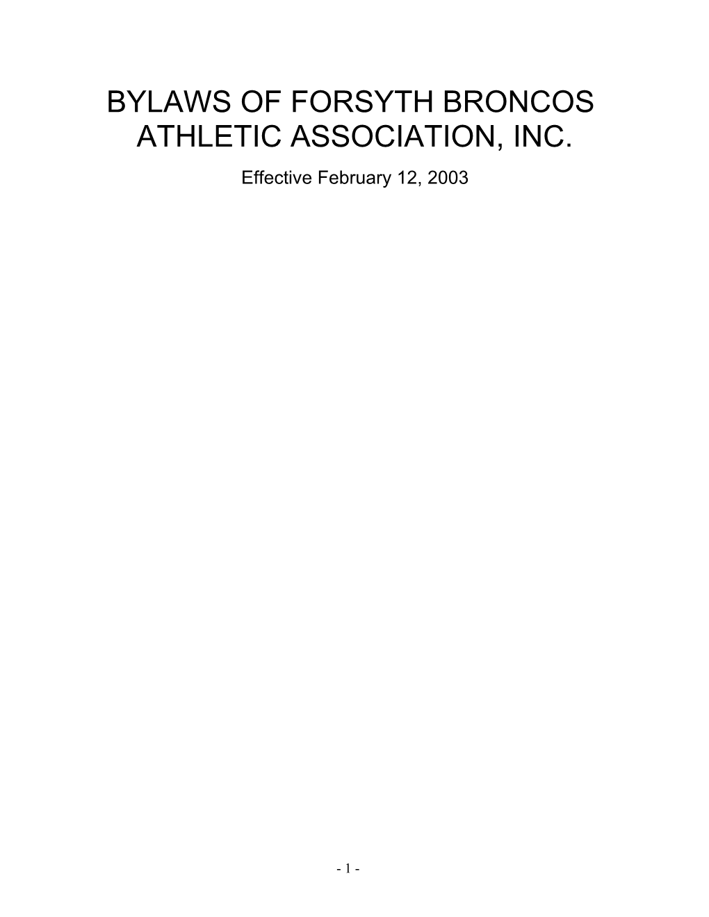 Forsyth Broncos Athletic Association, Inc