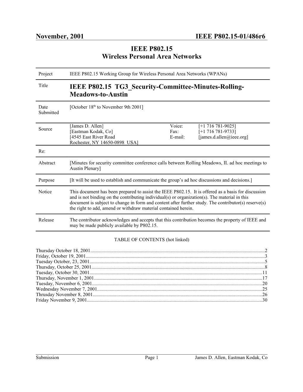 IEEE P802.15 TG3 Security-Committee-Minutes-Rolling-Meadows-To-Austin